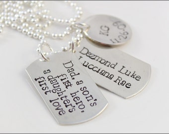 Custom Gifts for Dad | Men's Dog Tag Necklace, Sterling Silver Dad Necklace, Christmas Gifts for Men, Personalized Gifts for Him