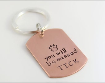 Pet Remembrance Keychain Customized with Pet Name | You Will be Missed, Gift for Pet Parent, Paw Print Keychain