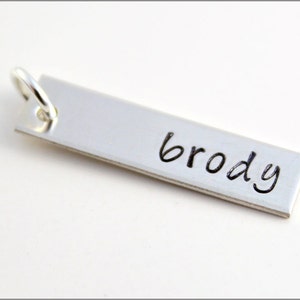 Sterling Silver Tag Pendant | Personalized Name Pendant, 1 Inch Name Pendant, Custom Date Pendant, Add-On Name Pendant