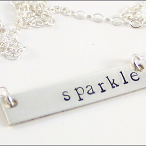 Custom Sterling Silver or Gold Bar Necklace | Inspiration Necklace, Personalized Name Necklace, Gift for Her