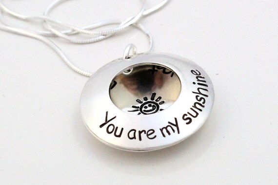 Custom Silver Locket You Are My Sunshine Necklace Personalized
