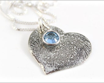 Custom Fingerprint or Thumbprint Heart Necklace | Fingerprint Remembrance Necklace, Personalized Finger Print Jewelry