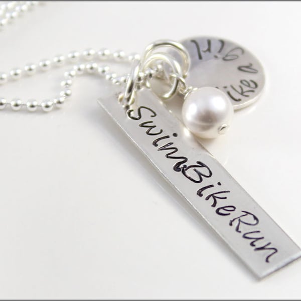 Sterling Silver Triathlon Jewelry | Swim Bike Run Necklace, Gifts for Runner, Gifts for Triathlete