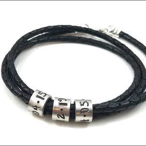 Braided Leather Cord Personalized Bracelet Custom Name Beads Bracelet image 6