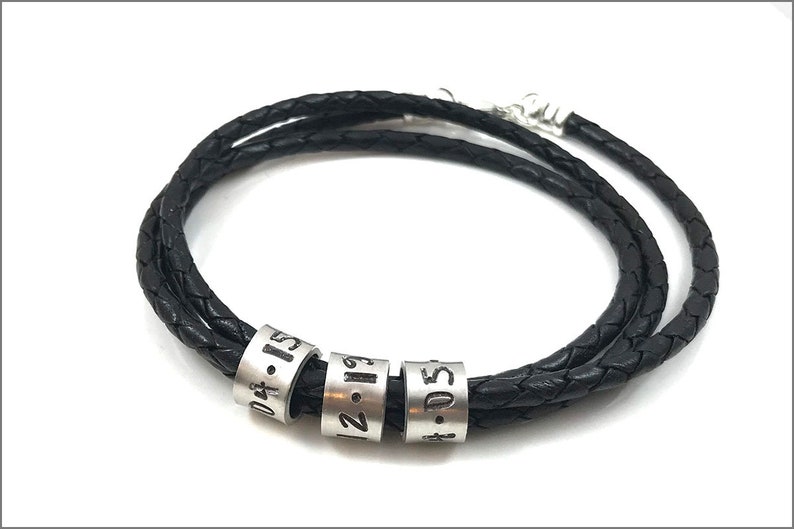 Braided Leather Cord Personalized Bracelet Custom Name Beads Bracelet image 6