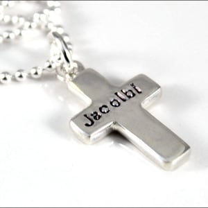 Personalized Sterling Silver Cross Necklace | Name or Date on Cross, Hand Stamped Cross Necklace, Confirmation or Baptism Gift