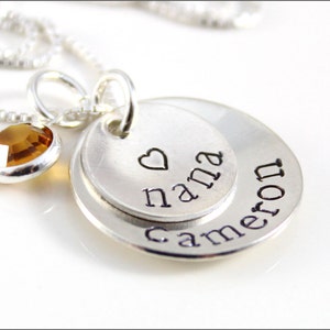 Personalized Nana Necklace with Name & Birthstone | Sterling Silver Grandma Necklace, Grandchild Name Necklace, Gifts for Nana