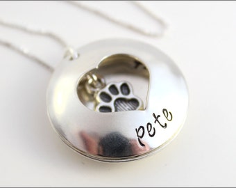 Custom Sterling Silver Pet Name Necklace | Always in My Heart Pet Locket, Pet Remembrance Necklace, Gifts for Pet Lover