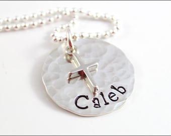 Personalized Confirmation Necklace with Cross Charm | Sterling Silver Cross Charm, Religious Name Necklace, Confirmation Gift