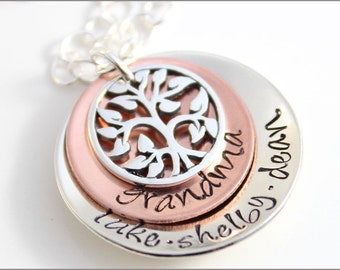 Personalized Grandma Tree of Life Necklace | Small Grandma Necklace, Gift for Grandma, Mother's Day Gift