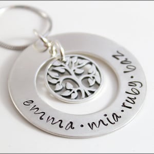 Personalized Family Tree Necklace Sterling Silver Tree of Life, Custom Grandma Necklace, Personalized Name Necklace, Gifts for Her image 1