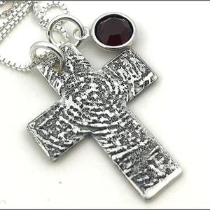 Custom Fingerprint or Thumbprint Cross Necklace | Finger Print, Thumb Print Jewelry, Gifts for Wife, Personalized Finger Print Jewelry