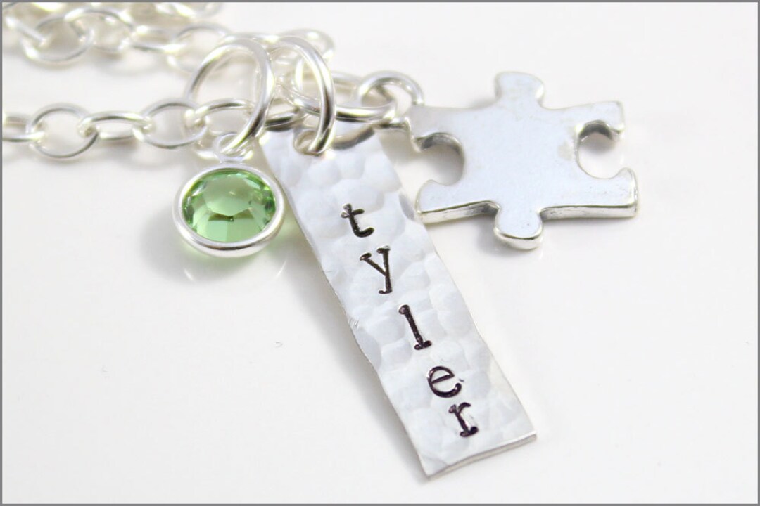 Personalized Sterling Silver Puzzle Piece Necklace: Autism Awareness ...