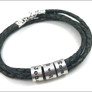 Braided Leather Cord Personalized Bracelet Custom Name Beads Bracelet image 4