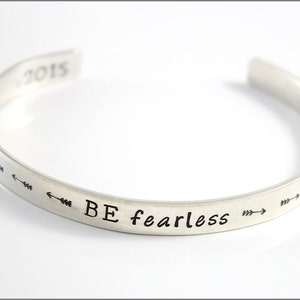 Personalized Sterling Cuff Bracelet | Be Fearless with Arrow Designs, Custom Sterling Silver Cuff Bracelet, Gifts for Graduate