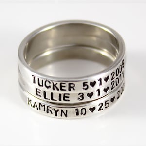 Stacking Mommy Ring | Personalized Silver Ring, Mother&#39;s Day Gift for Her, Custom Name Ring, Sterling Silver Rings