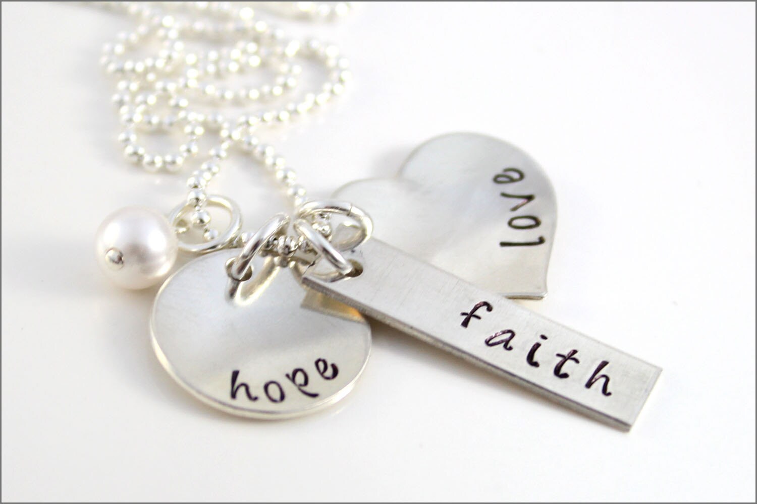 Faith Hope & Love Necklace Sterling Silver Wedding Etsy