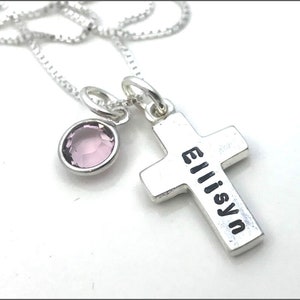 Personalized Cross Necklace | First Communion Gift, Name Cross Necklace, Date Cross Necklace, Confirmation Gift, Silver Cross Necklace