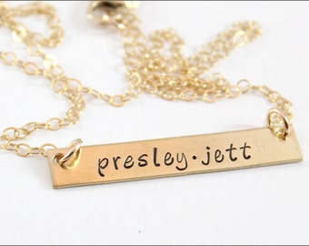 Personalized Bar Necklace | Gold Bar Necklace, Sterling Silver Bar Necklace, Rose Gold Bar Necklace