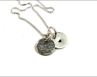 Close to My Heart Dainty Fingerprint Necklace | Sterling Silver Fingerprint Necklace, Remembrance Necklace