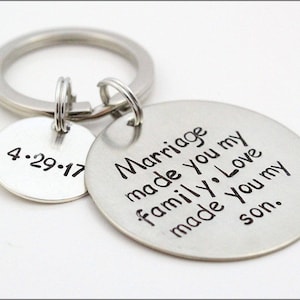 Personalized Son In Law Wedding Keychain | Custom Wedding Date, Gift for Son In Law, Customized Wedding Gift