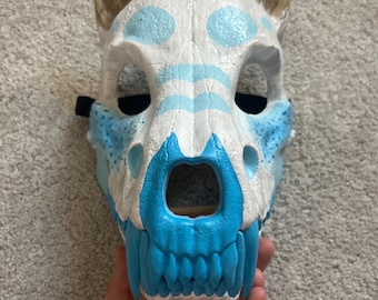 Skulldog Mask hand painted & designed, working jaw, adjustable straps.