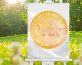 Sunshine Baby Shower Willkommensschild: Bearbeitbare Canva-Vorlage (Digitaler Download)