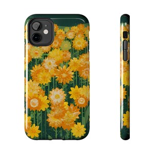 Sunflower Phone Case, Floral iPhone Cover, Protective Tough Phone Case, Flower Design, Gift for Nature Lover, Yellow Sunflower Case, Floral