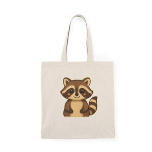 Adorable Raccoon Print Tote Bag -Canvas Tote, Natural, Eco-Friendly Shopping Bag, Animal Lover Gift, Reusable Grocery Bag, Woodland Creature