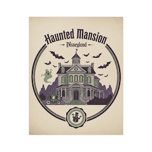 Haunted Mansion Disney Art Print, Spooky Decor for Halloween, Disneyland Fan Gifts, Unframed Vintage Wall Art, Ghostly Home Decor