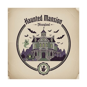Vintage Haunted Mansion Disney Poster for Halloween Decor, Gothic Home Decor, Disneyland Wall Art, Disney Halloween