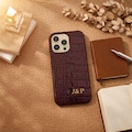 Monogram Croc Leather iPhone Case: Personalized Initial Embossed Cover product logo