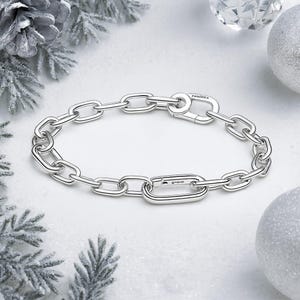 Braccile In Argento Sterling 925 Con Catena A Maglie Forzate - 17 Cm + 3 Cm Di Estensione - 2