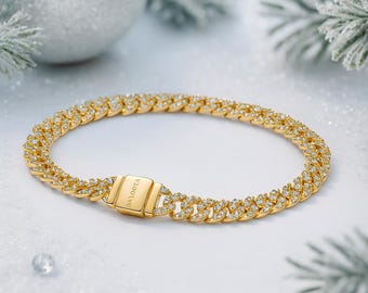 Dwukolorowa bransoletka Pandora Pavé z kubańskiego łańcuszka | Srebro próby 925 i 18-karatowe złoto | Bransoletka z błyszczącymi ogniwami z cyrkonii | Elegancki prezent Pandora dla niej