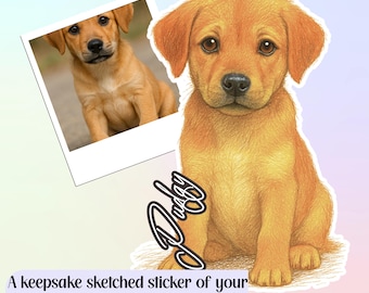 Custom Pet Portrait Sticker: Personalized Dog/Cat Sketch Decal