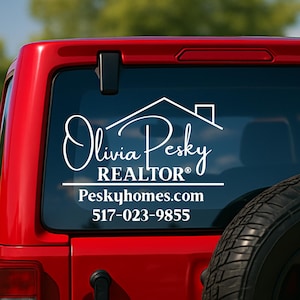 Real Estate Marketing Decal, Custom Realtor Decal, Vinyl Decal for Real Estate Marketing, Realtor Vinyl Decals for cars, Real Estate Decal
