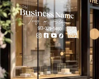 Business Name Window Decal - Your Company Name Vinyl Decal - Storefront ...