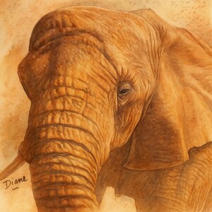 Majestic Elephant Watercolor Print: Earthy African Wildlife Art (Digital Download