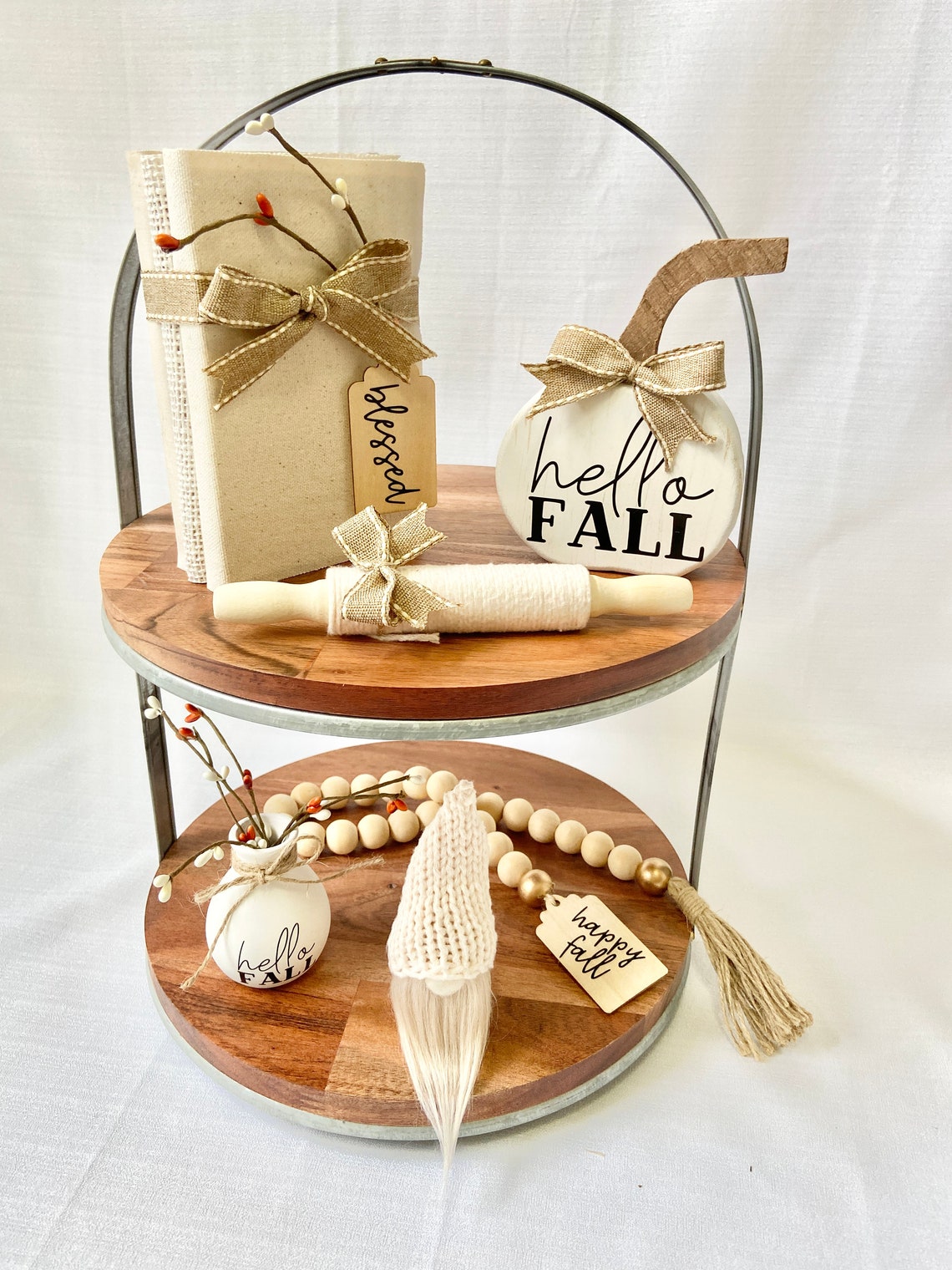 Wood and Fabric Book Stack Tiered Tray Books Tiered Tray Etsy