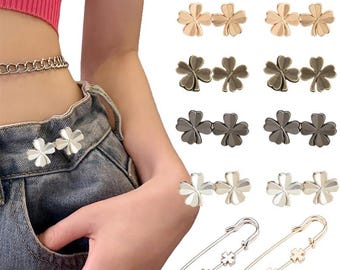 10 juegos de ajustadores de cintura para pantalones, juegos de hebillas de cintura ajustables y hebillas decorativas desmontables sin herramientas, botones para jeans