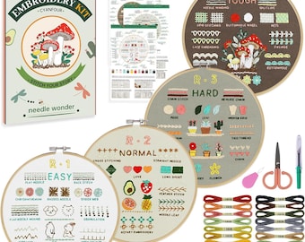 6-teiliges Stickerei-Starterkit für Anfänger, lernen Sie Stickerei-Handsample-Kit, Stickerei-Stichkit für Anfänger, fortlaufendes Stickset