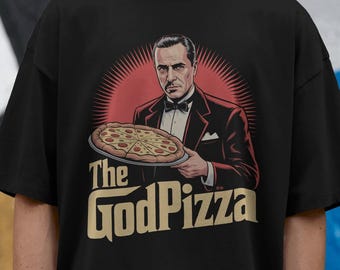 GodPizza T-Shirt: Funny Mafia Parody Graphic Tee - Comfort Colors
