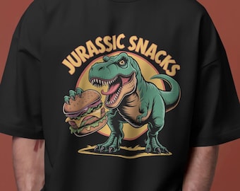 Jurassic Snacks T-Shirt: Funny Dinosaur Burger Graphic Tee