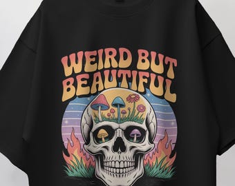 Psychedelic Skull & Mushroom Graphic Tee: Comfort Colors Retro Shirt