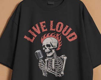 Vintage Skeleton Rock Band T-Shirt: Distressed Skull Graphic Comfort Colors Tee