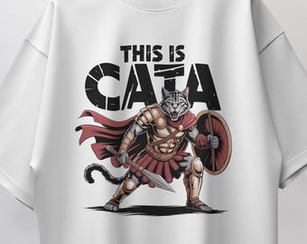 Funny Cat Spartan Graphic Tee: Vintage Comfort Colors T-Shirt