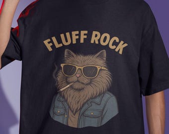 Fluff Rock Cat Graphic Tee: Retro Rebel Unisex T-Shirt