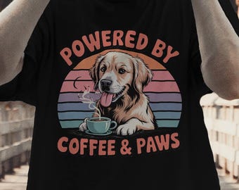 Coffee & Paws Shirt – Funny Dog Lover Vintage Tee, Comfort Colors Unisex T-Shirt