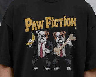 Paw Fiction Bulldog T-Shirt: Funny Movie Parody, Vintage Streetwear