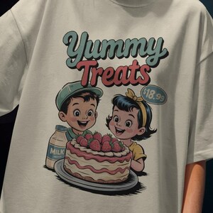 Retro Cake Graphic Tee: 1950s Dessert Shirt - Comfort Colors